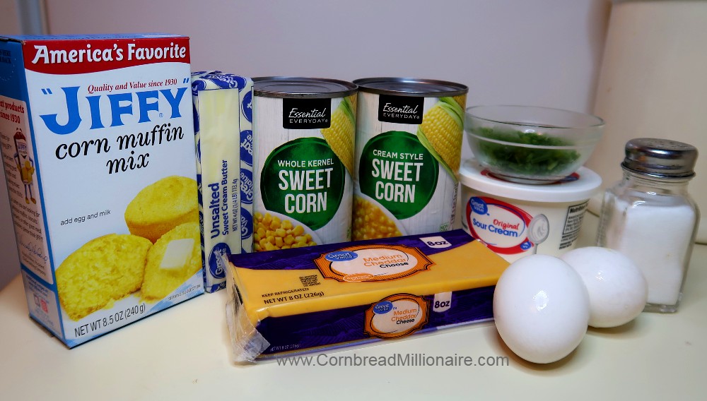Spoon Bread Ingredients On Kitchen Counter