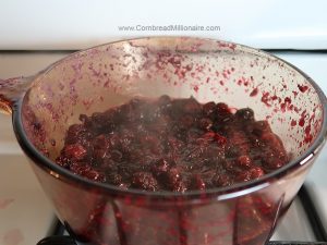 Cranberries cooked in pot