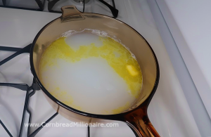 Hot water, milk, butter, and salt.