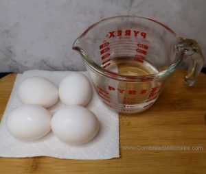 4 eggs, 1/2 cup water