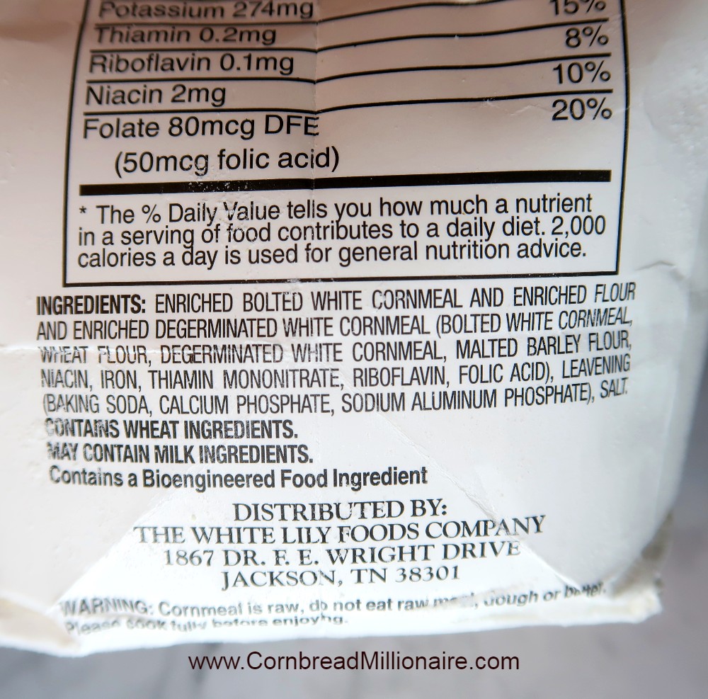 Self-Rising Cornmeal Mix ingredients & nutrition info.