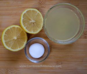 Ingredients: Lemon for lemon juice, salt and unsweetened pineapple juice.