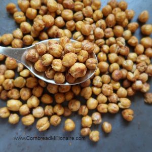Roasted Garbanzos/Chick Peas before crushing into small pieces.